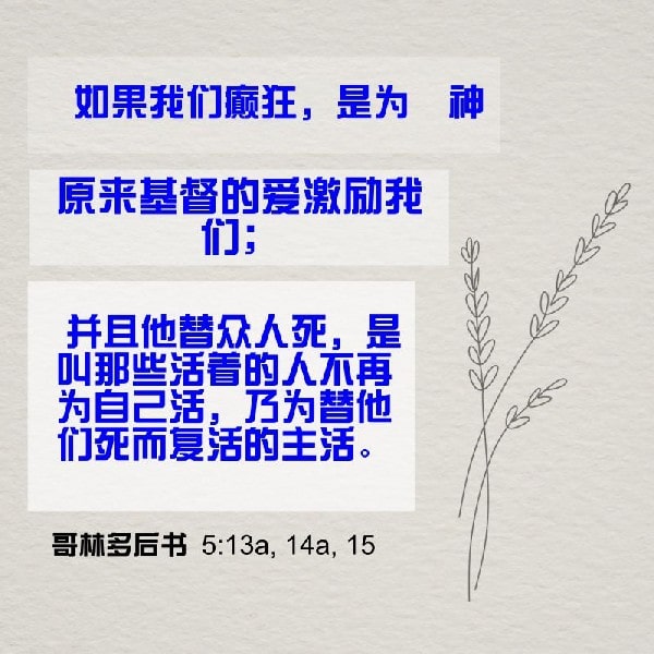 2 Corinthians 5:13a, 14a, 15